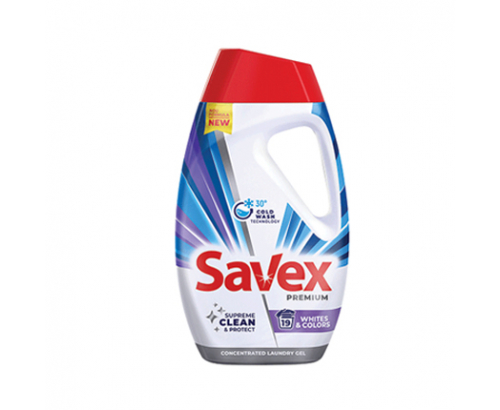 Гел за пране Савекс Премиум 945мл Бяло и цветно универсален Гел за пране Савекс Премиум 945мл Бяло и цветно универсален