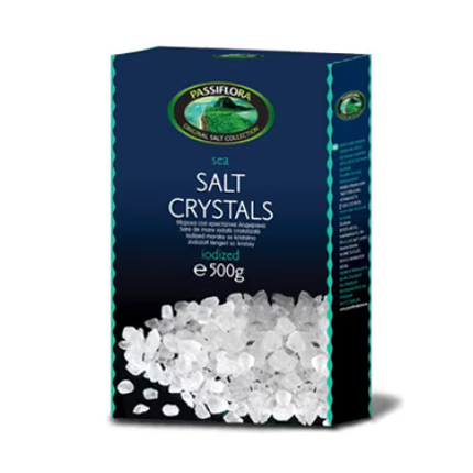 Морска сол на кристали Пасифлора 500г Йодирана