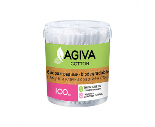 Клечки за уши Агива 100бр Биоразградими Клечки за уши Агива 100бр Биоразградими