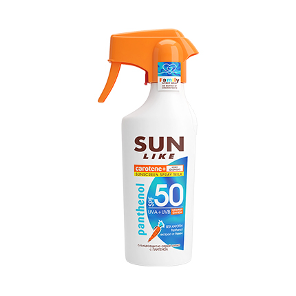 Слънцезащитно мляко - спрей Сън Лайк Фемили SPF50 250мл С пантенол
