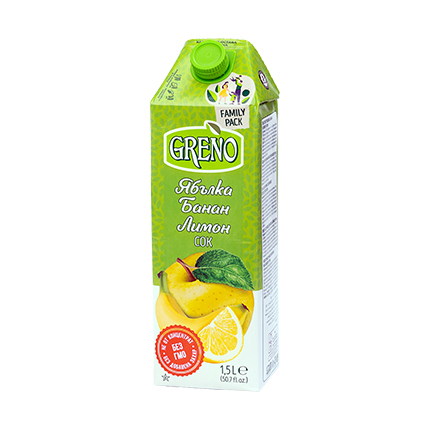 Грено 1,5л 100% Ябълка, банан и лимон Грено 1,5л 100% Ябълка, банан и лимон