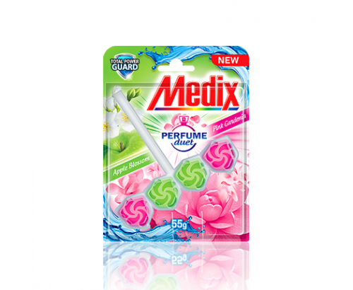 Ароматизатор за тоалетна Медикс 55г Цвят на ябълка и розова гардения Ароматизатор за тоалетна Медикс 55г Цвят на ябълка и розова гардения