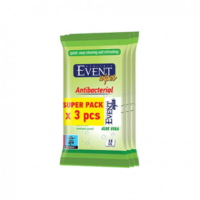 Антибактериални влажни кърпи Евент 3бр Алое
