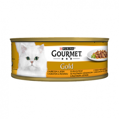 Храна за котки Гурме Голд 85г Пиле и черен дроб