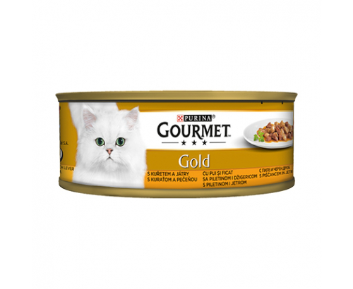 Храна за котки Гурме Голд 85г Пиле и черен дроб Храна за котки Гурме Голд 85г Пиле и черен дроб