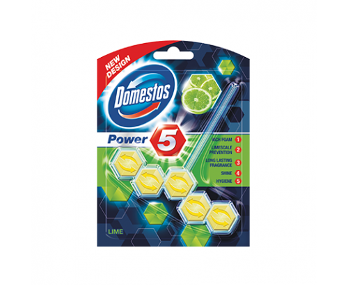 Ароматизатор за тоалетна Доместос 50г Пауър 5 Лимон Ароматизатор за тоалетна Доместос 50г Пауър 5 Лимон