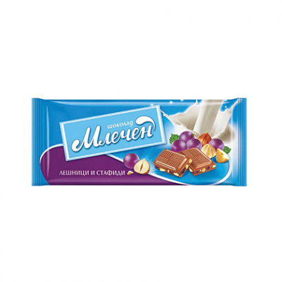 Шоколад Млечен 80г Лешници и стафиди