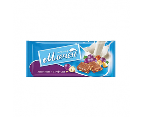Шоколад Млечен 80г Лешници и стафиди Шоколад Млечен 80г Лешници и стафиди