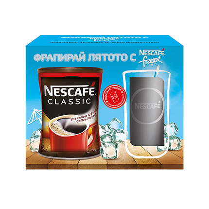 Кафе Нескафе Класик 250г + Фрапе чаша Кафе Нескафе Класик 250г + Фрапе чаша