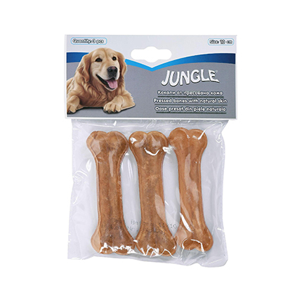 Кокал за кучета Джангъл 3бр От пресована кожа Кокал за кучета Джангъл 3бр От пресована кожа