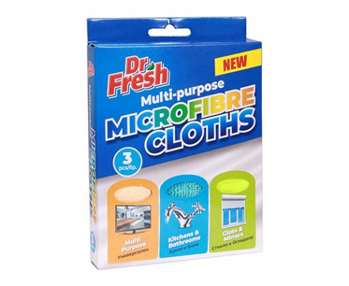Микрофибърни кърпи Д-р Фреш 3бр Микс Микрофибърни кърпи Д-р Фреш 3бр Микс
