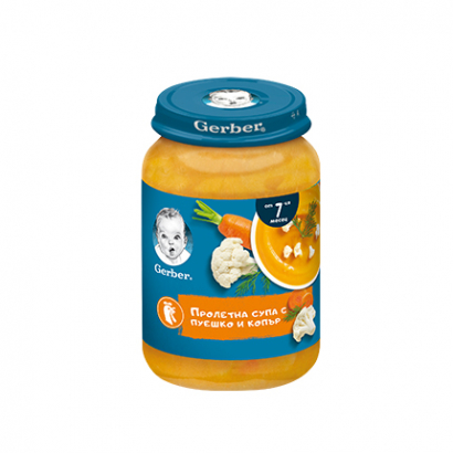 Пюре Гербер 190г Пролетна супа с пуешко и копър