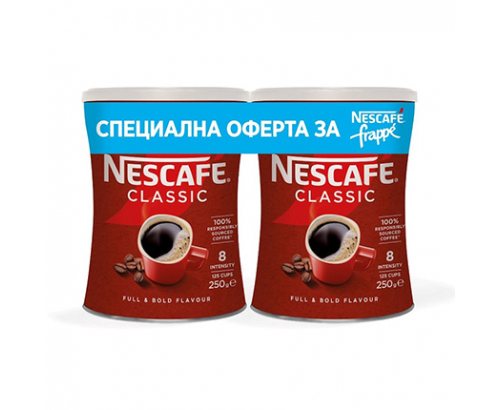 Разтворимо кафе Нескафе 2х250г Класик Разтворимо кафе Нескафе 2х250г Класик