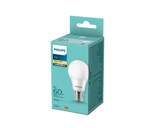 Лед крушка Филипс 8W=60W E27 2700К Лед крушка Филипс 8W=60W E27 2700К