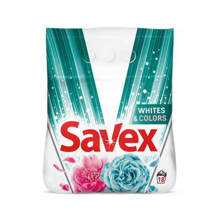 Прах Савекс 1,8кг Уайт енд Колорс за универсално пране Прах Савекс 1,8кг Уайт енд Колорс за универсално пране