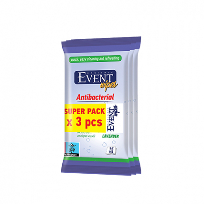 Антибактериални влажни кърпи Евент 3бр Лавандула