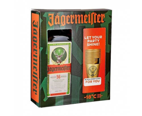 Билков ликьор Йегермайстер 700мл + чаши Билков ликьор Йегермайстер 700мл + чаши