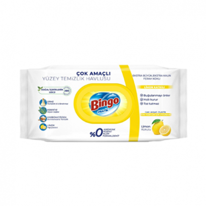 Влажни кърпи за почистване Бинго 96бр Лимон