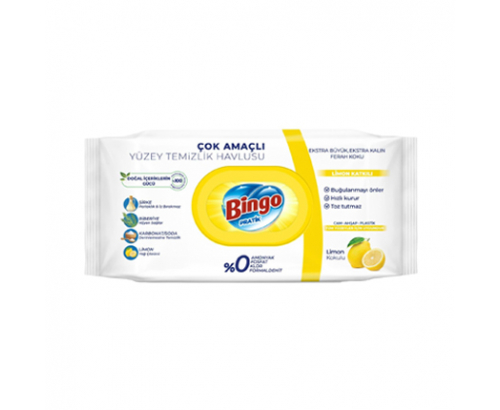 Влажни кърпи за почистване Бинго 96бр Лимон Влажни кърпи за почистване Бинго 96бр Лимон