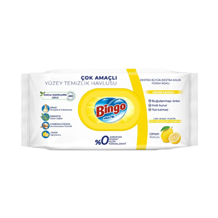 Влажни кърпи за почистване Бинго 96бр Лимон Влажни кърпи за почистване Бинго 96бр Лимон