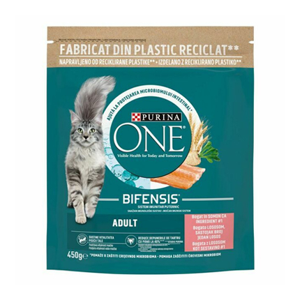 Храна за котки Пюрина Уан 450г Сьомга