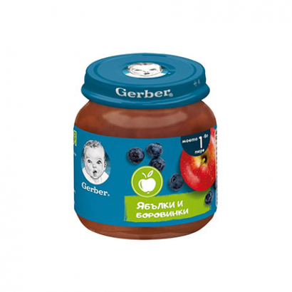 Пюре Гербер 125г Ябълка и боровинка