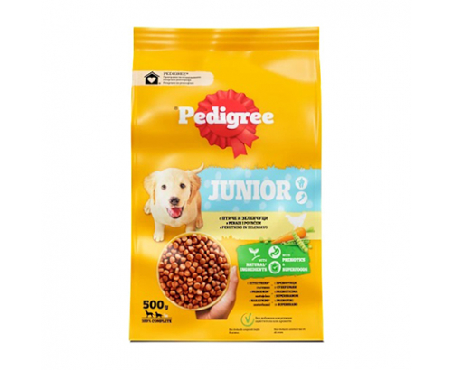 Храна за кучета Педигри Джуниър 500г Суха с пилешко месо Храна за кучета Педигри Джуниър 500г Суха с пилешко месо