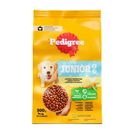 Храна за кучета Педигри Джуниър 500г Суха с пилешко месо Храна за кучета Педигри Джуниър 500г Суха с пилешко месо