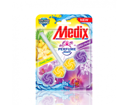 Ароматизатор за тоалетна Медикс 55г Екзотични плодове и дива орхидея Ароматизатор за тоалетна Медикс 55г Екзотични плодове и дива орхидея