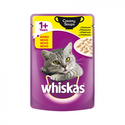 Храна за котки Уискас Пауч 85г Супа с Пилешко месо