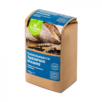 Брашно 100% Пълнозърнесто от пшеница Екосем 1кг