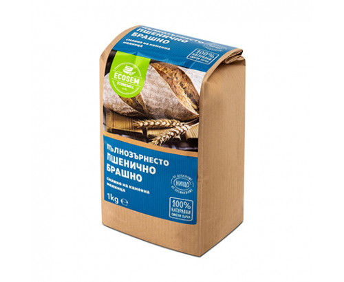 Брашно 100% Пълнозърнесто от пшеница Екосем 1кг Брашно 100% Пълнозърнесто от пшеница Екосем 1кг
