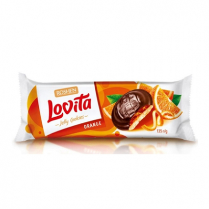 Бисквити Ловита 135г С желиран пълнеж портокал