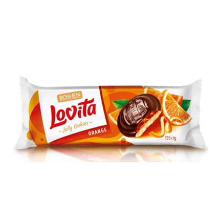 Бисквити Ловита 135г С желиран пълнеж портокал Бисквити Ловита 135г С желиран пълнеж портокал