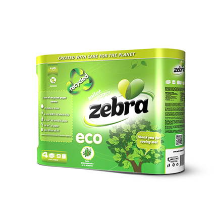 Тоалетна хартия Зебра Еко 4бр Тоалетна хартия Зебра Еко 4бр