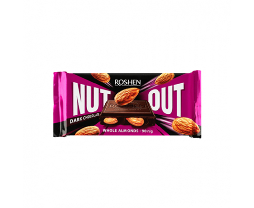 Шоколад Рошен Нът Аут 90г Черен с цял бадем Шоколад Рошен Нът Аут 90г Черен с цял бадем