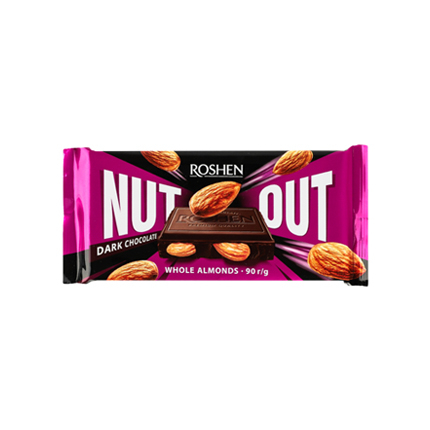 Шоколад Рошен Нът Аут 90г Черен с цял бадем