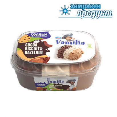 Сладолед Фамилия 433г Какао, бисквитка и лешник