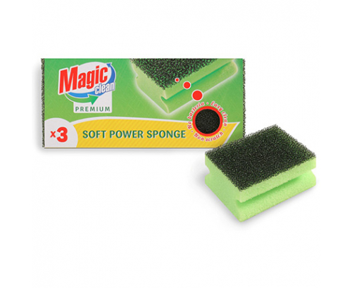 Гъба с канал Меджик Клийн 3бр Софт Пауър Гъба с канал Меджик Клийн 3бр Софт Пауър