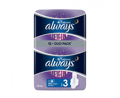 Дамски превръзки Олуейз Платинум Дуо 2х6бр Нощни Дамски превръзки Олуейз Платинум Дуо 2х6бр Нощни