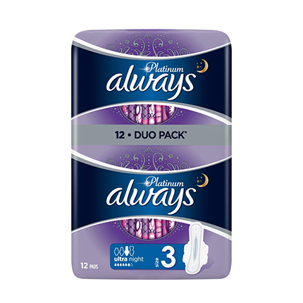 Дамски превръзки Олуейз Платинум Дуо 2х6бр Нощни Дамски превръзки Олуейз Платинум Дуо 2х6бр Нощни