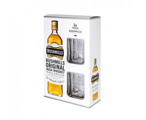 Уиски Бушмилс 700мл + 2 високи чаши Уиски Бушмилс 700мл + 2 високи чаши