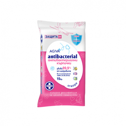 Влажни кърпи Агива 15бр Антибактериал