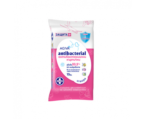 Влажни кърпи Агива 15бр Антибактериал Влажни кърпи Агива 15бр Антибактериал