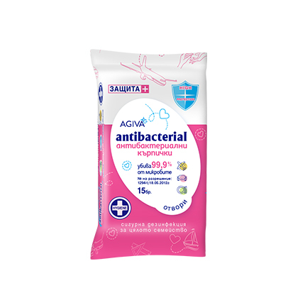 Влажни кърпи Агива 15бр Антибактериал Влажни кърпи Агива 15бр Антибактериал