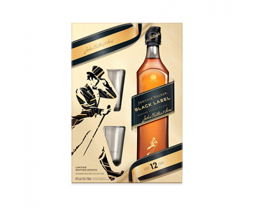 Уиски Джони Уокър Блек 700мл 12годишно + 2бр чаши Уиски Джони Уокър Блек 700мл 12годишно + 2бр чаши