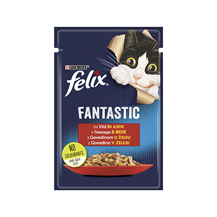 Храна за котки Феликс Фантастик 85г Пауч Телешко месо