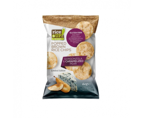 Чипс от кафяв пълнозърнест ориз Райс Ъп 60г Горгонзола и карамелизирана круша Чипс от кафяв пълнозърнест ориз Райс Ъп 60г Горгонзола и карамелизирана круша