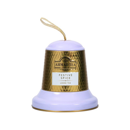 Чай Ахмад метална коледна камбанка 75г с насипен чай черен кардамон Чай Ахмад метална коледна камбанка 75г с насипен чай черен кардамон
