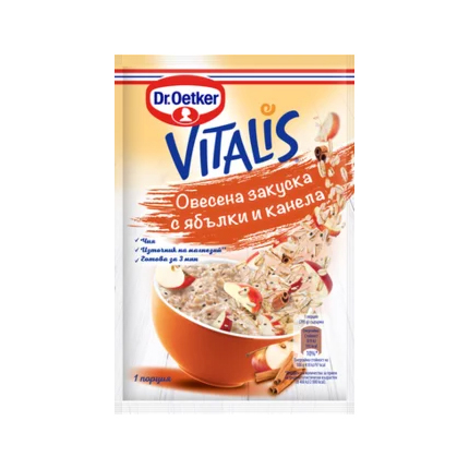 Овесена закуска Виталис 50г Ябълка и канела Овесена закуска Виталис 50г Ябълка и канела
